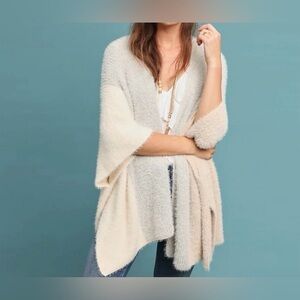 Anthropologie Saturday Sunday Cozy Cream and Gray Women's Shawl Wrap Poncho, OS
